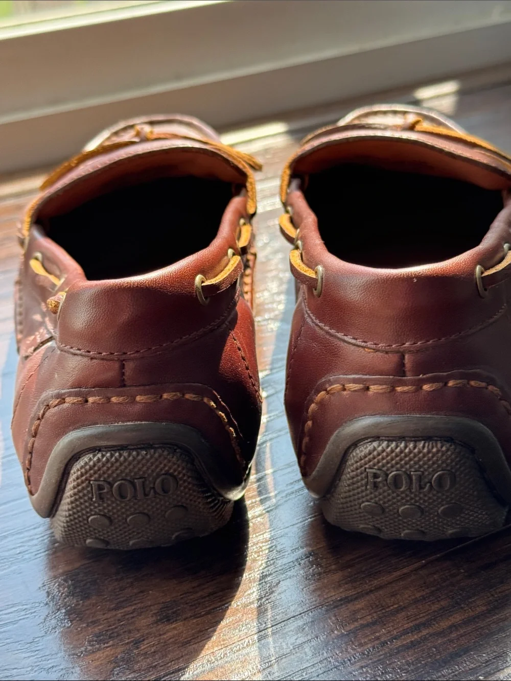 Polo by Ralph Lauren Brown Leather Men’s Boat Shoes with Tan Laces